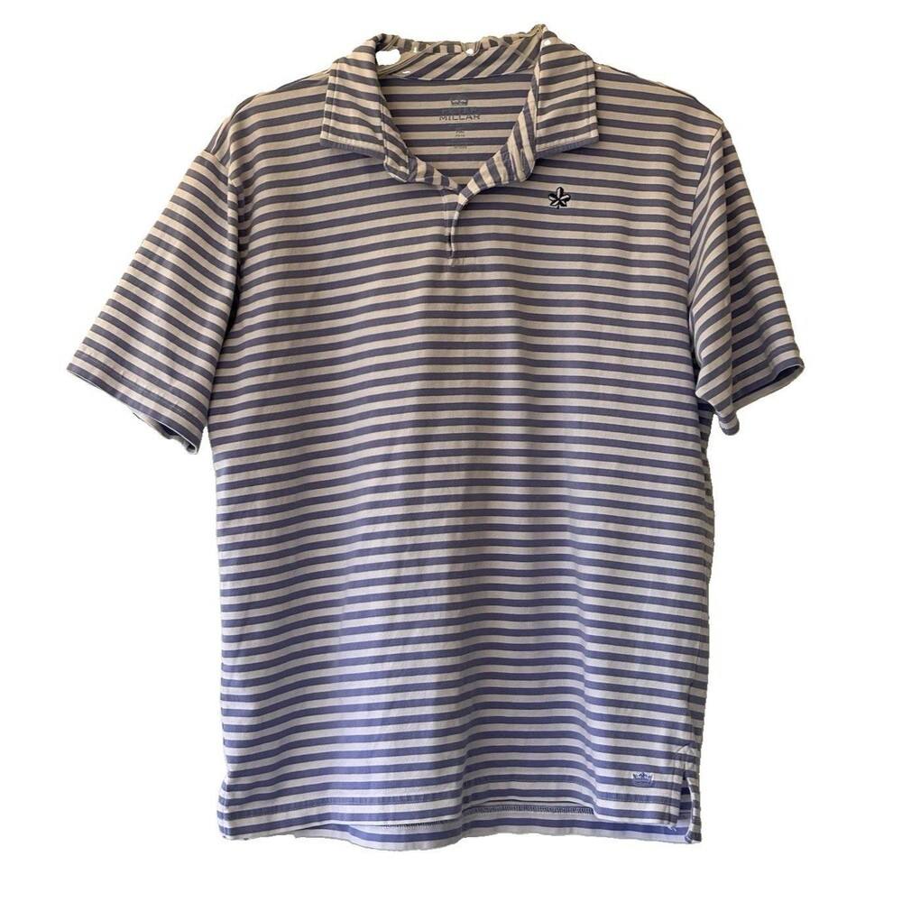 Peter Millar Youth XL Seaside Wash Blue and White Stripe Classic Polo Shirt 2016